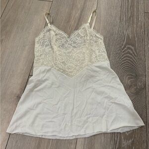 white vanity far vintage slip made in the USA cream/white lace tank